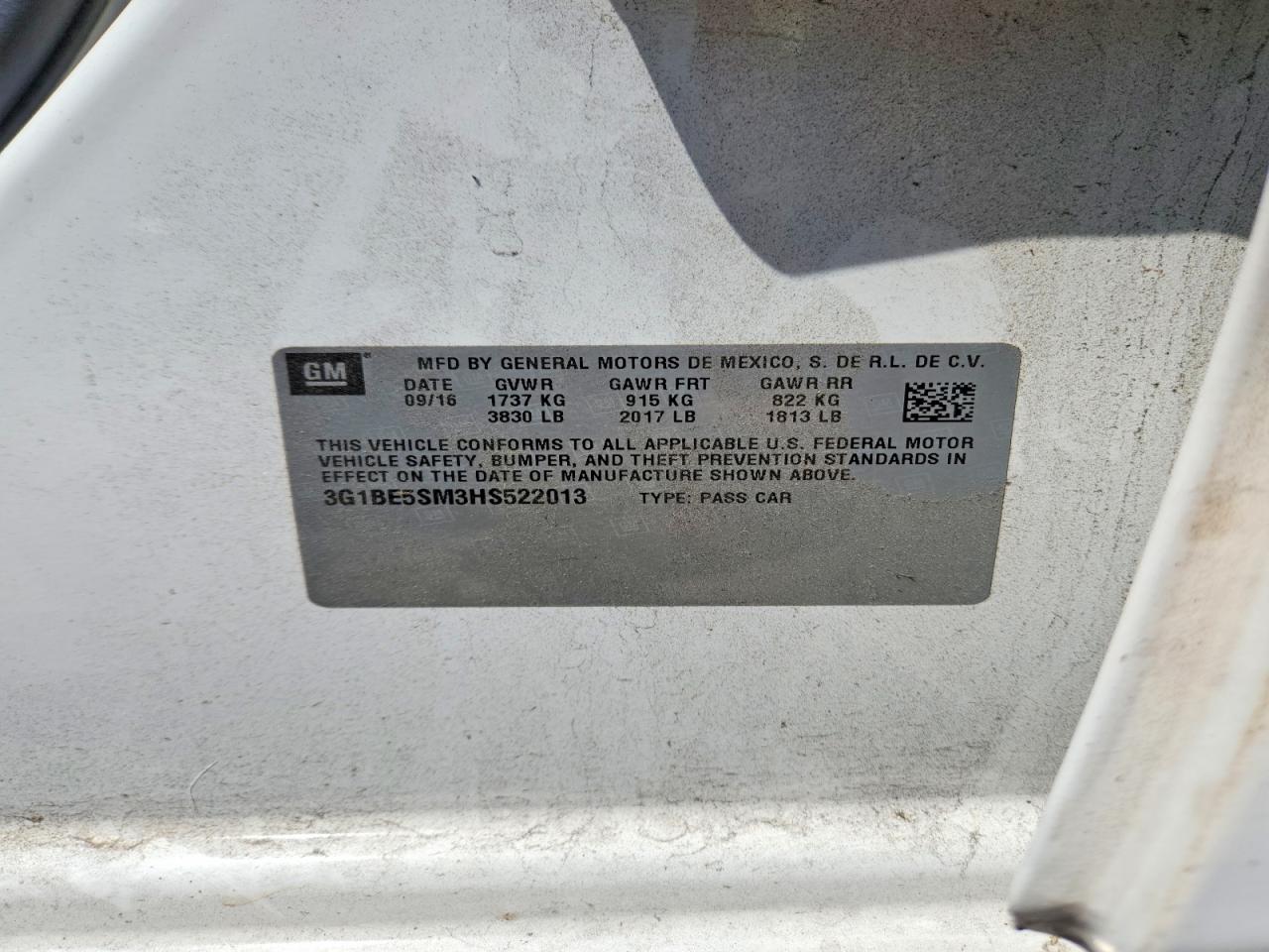 2017 Chevrolet Cruze VIN 3G1BE5SM3HS522013 photo 12