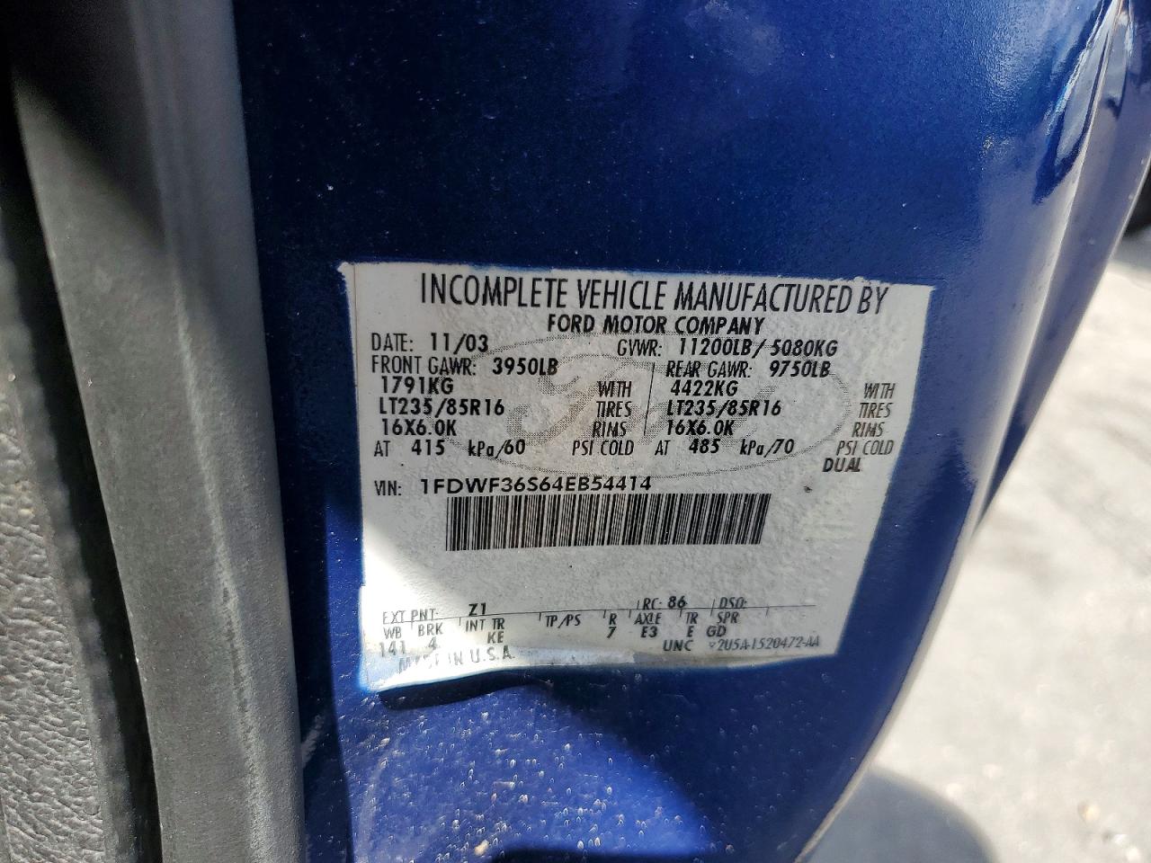 2004 Ford F350 VIN 1FDWF36S64EB54414 photo 12