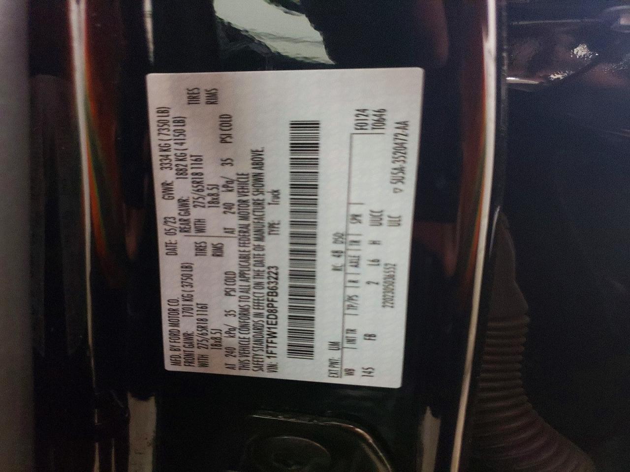 2023 FORD F150 VIN 1FTFW1ED8PFB63223 photo 12