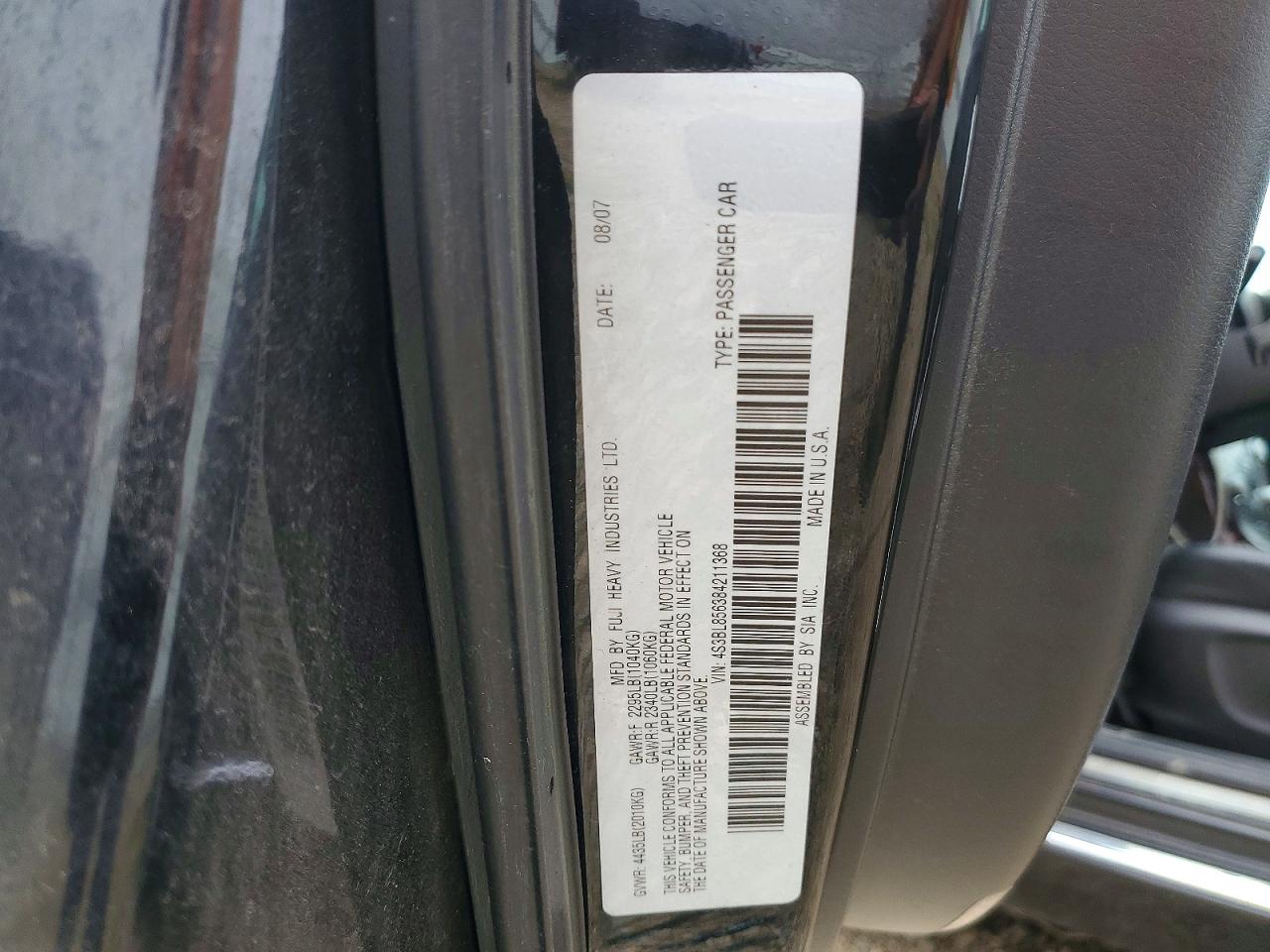 2008 Subaru LEGACY VIN 4S3BL856384211368 photo 12