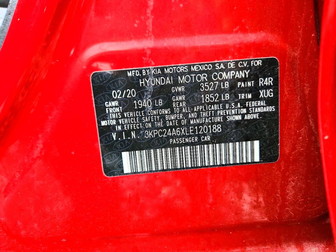 2020 Hyundai Accent VIN 3KPC24A6XLE120188 photo 12