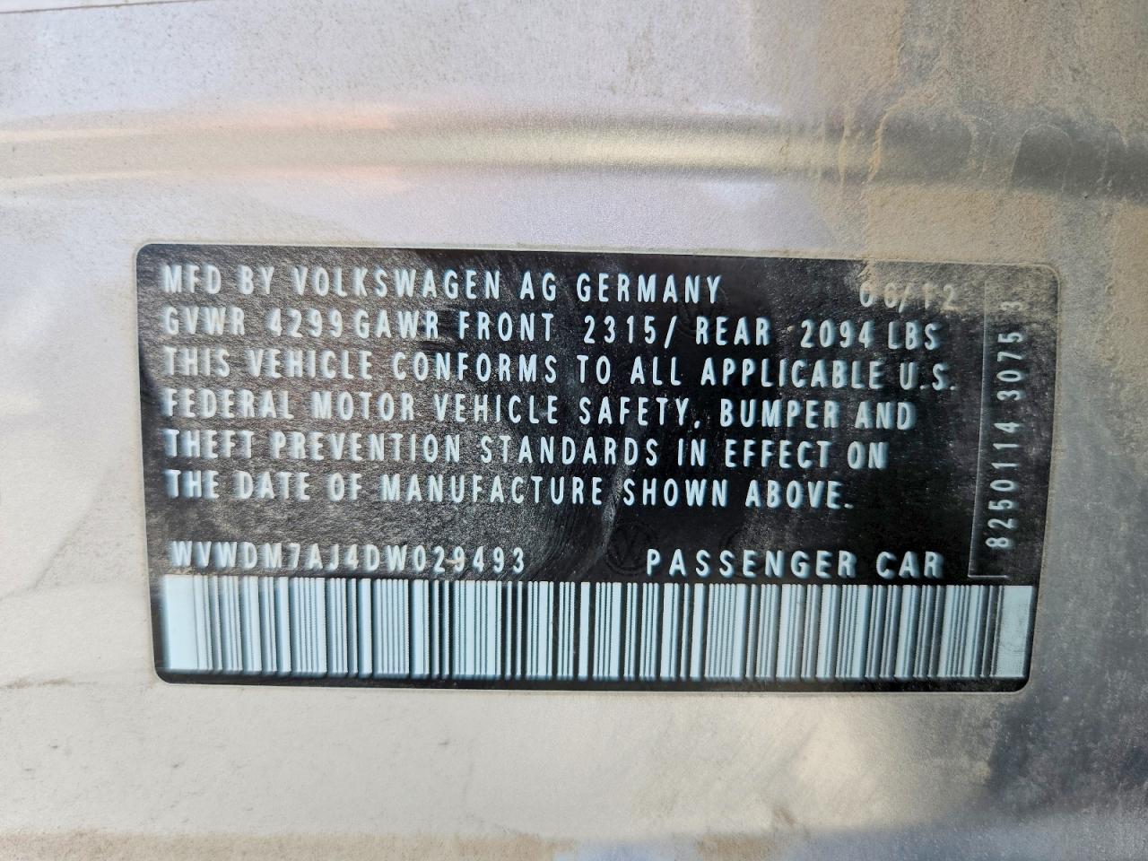 2013 Volkswagen Golf VIN WVWDM7AJ4DW029493 photo 12