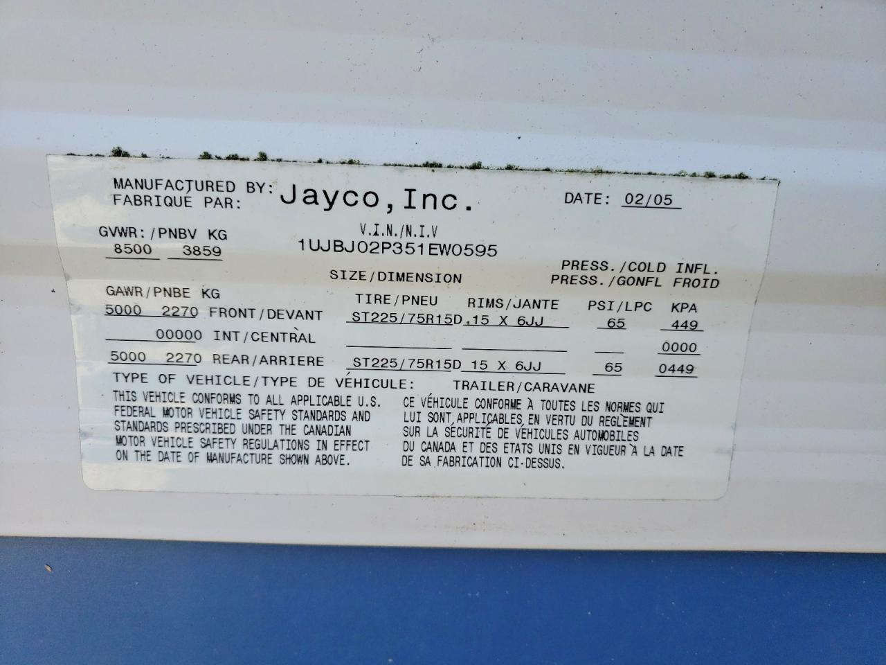2005 JAYCO All models VIN 1UJBJ02P351EW0595 photo 10