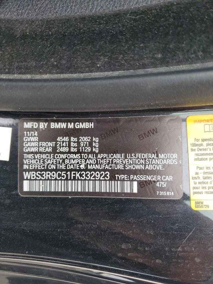 2015 BMW M4 VIN WBS3R9C51FK332923 photo 12