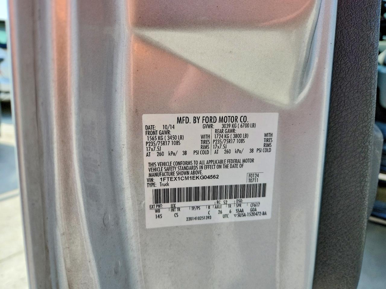 2014 Ford F150 VIN 1FTEX1CM1EKG04562 photo 12