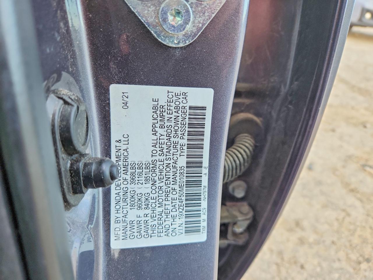 2021 Honda Insight VIN 19XZE4F50ME010835 photo 12