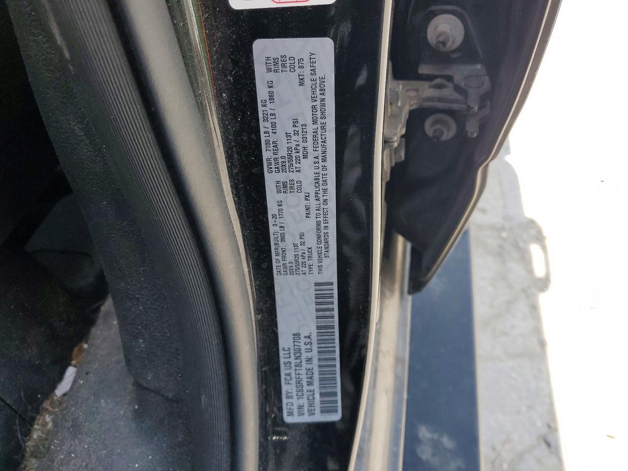 2020 Ram 1500 VIN 1C6SRFFT8LN307708 photo 12