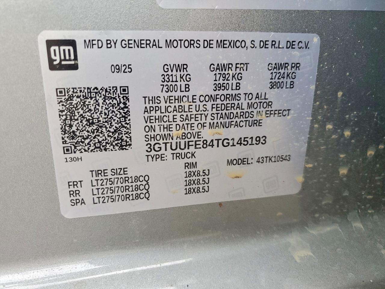 2026 GMC SIERRA VIN 3GTUUFE84TG145193 photo 12