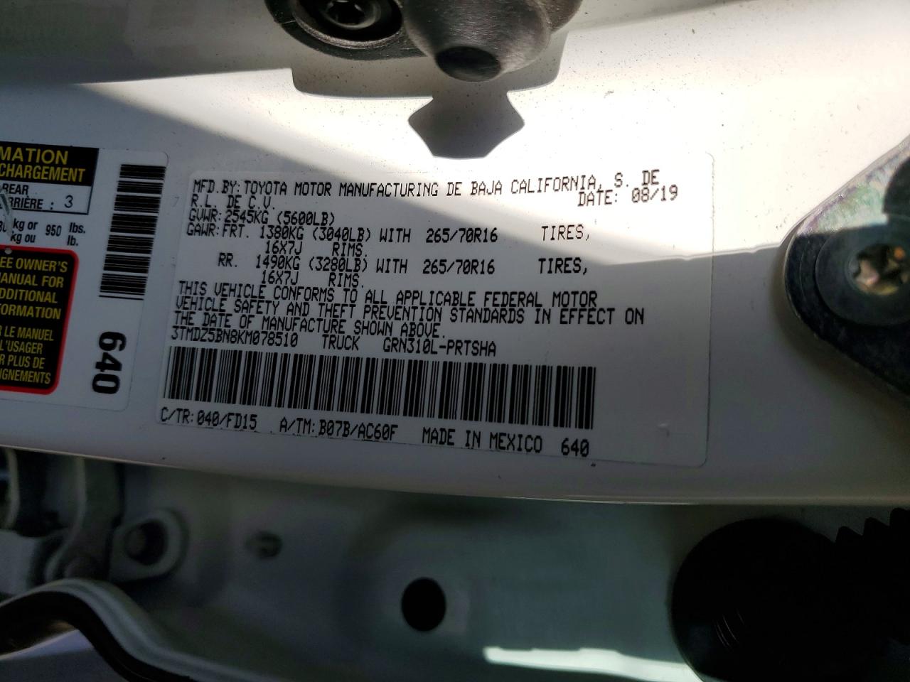 2019 Toyota Tacoma VIN 3TMDZ5BN8KM078510 photo 12