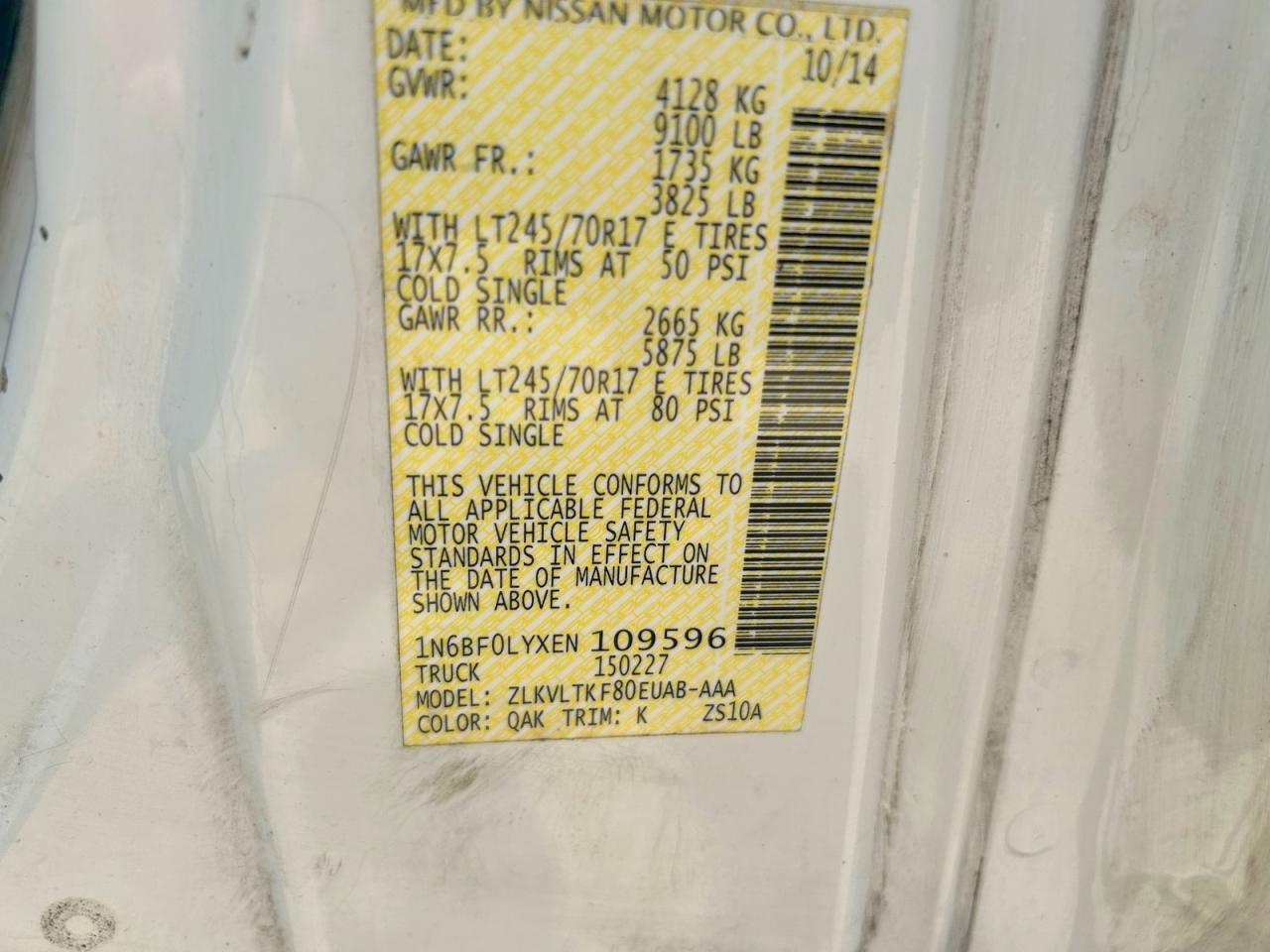 2014 Nissan Nv VIN 1N6BF0LYXEN109596 photo 10