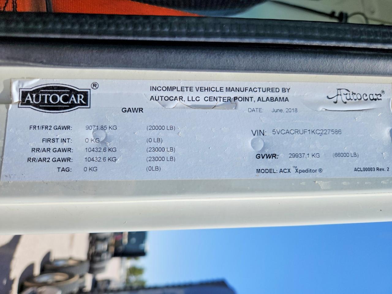 2019 AUTOCAR All other VIN 5VCACRUF1KC227586 photo 10