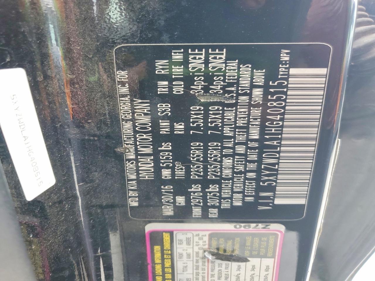 2017 Hyundai Santa fe VIN 5XYZWDLA1HG408515 photo 12