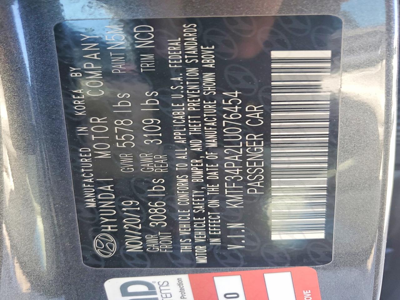 2020 GENESIS G90 VIN KMTF34PA2LU076454 photo 12