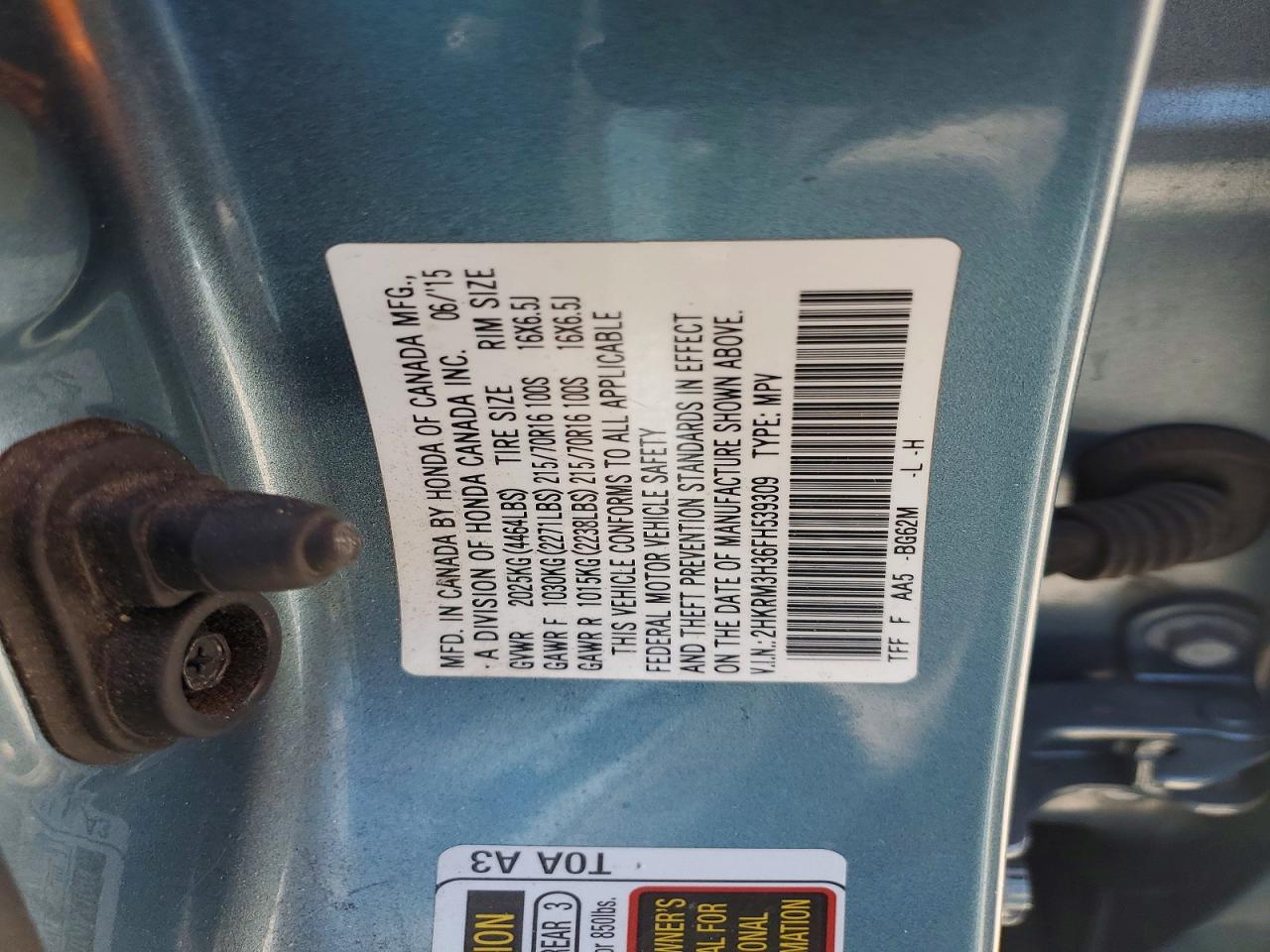 2015 HONDA Crv VIN 2HKRM3H36FH539309 photo 12