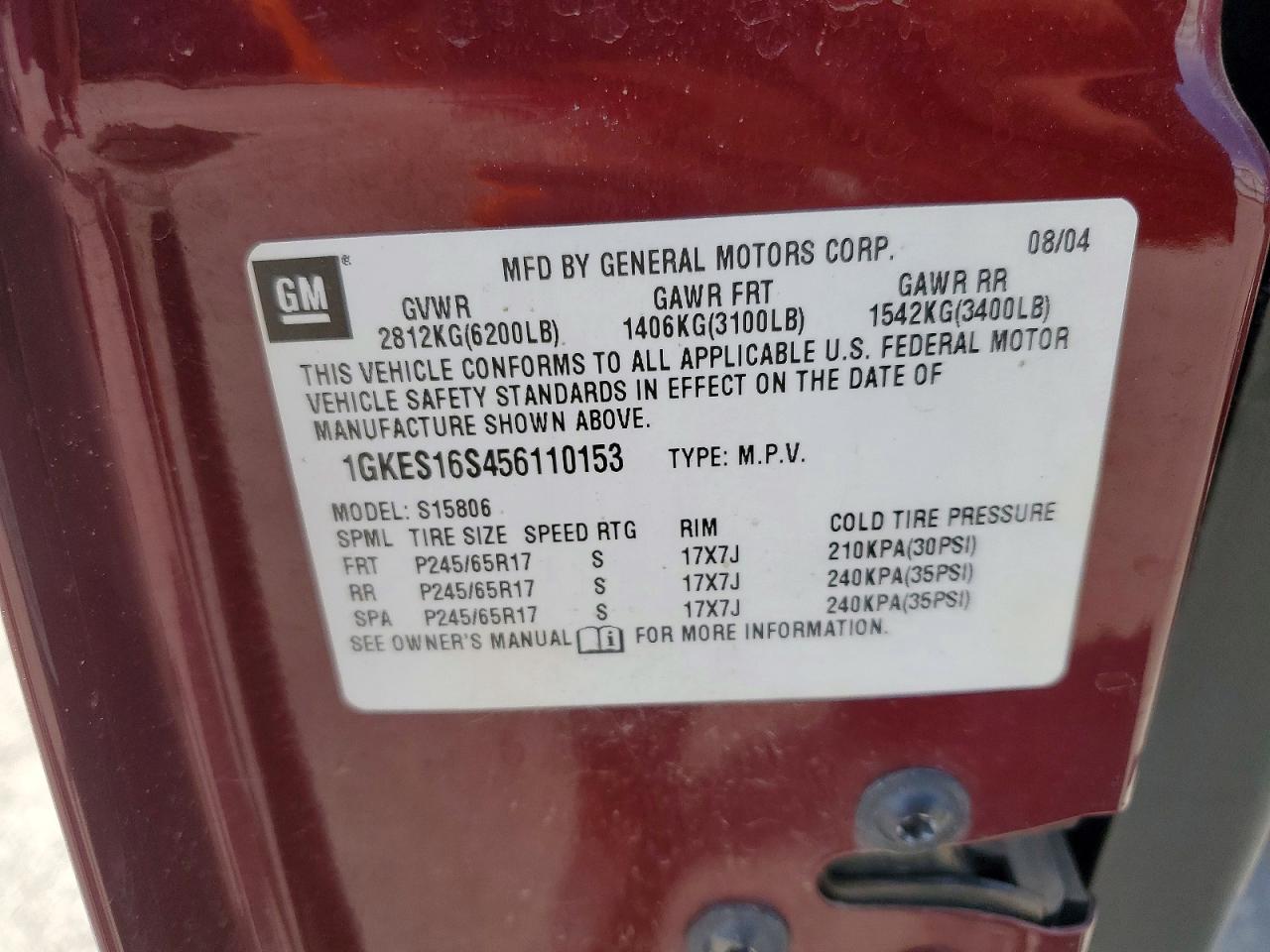 2005 GMC Envoy VIN 1GKES16S456110153 photo 12