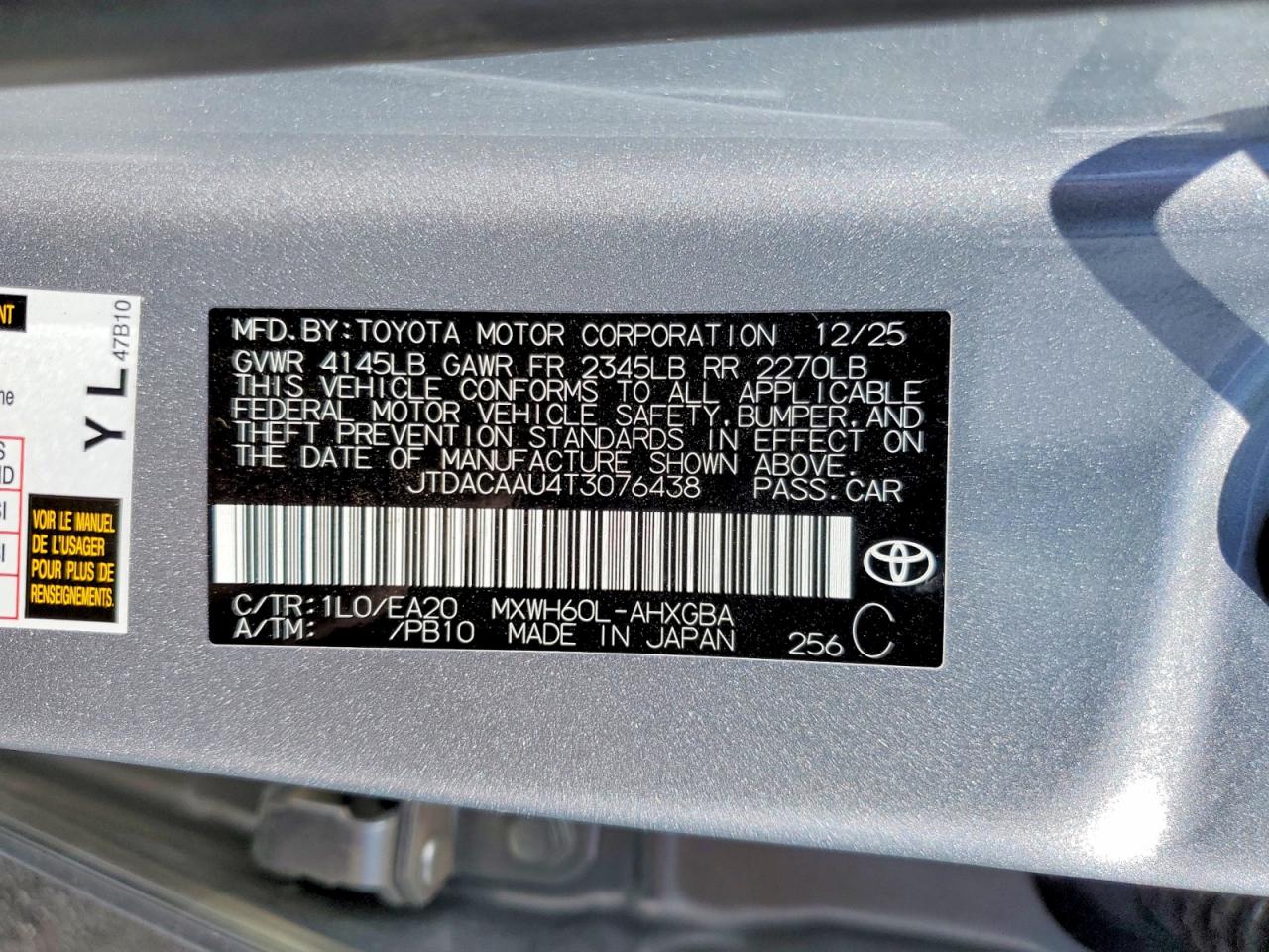 2026 Toyota Prius VIN JTDACAAU4T3076438 photo 12