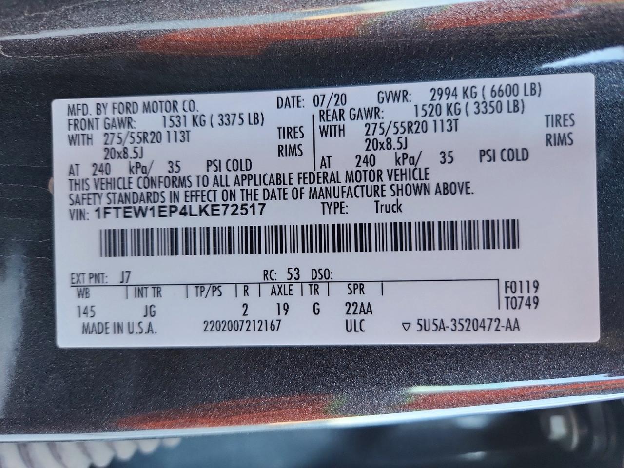 2020 Ford F150 VIN 1FTEW1EP4LKE72517 photo 12