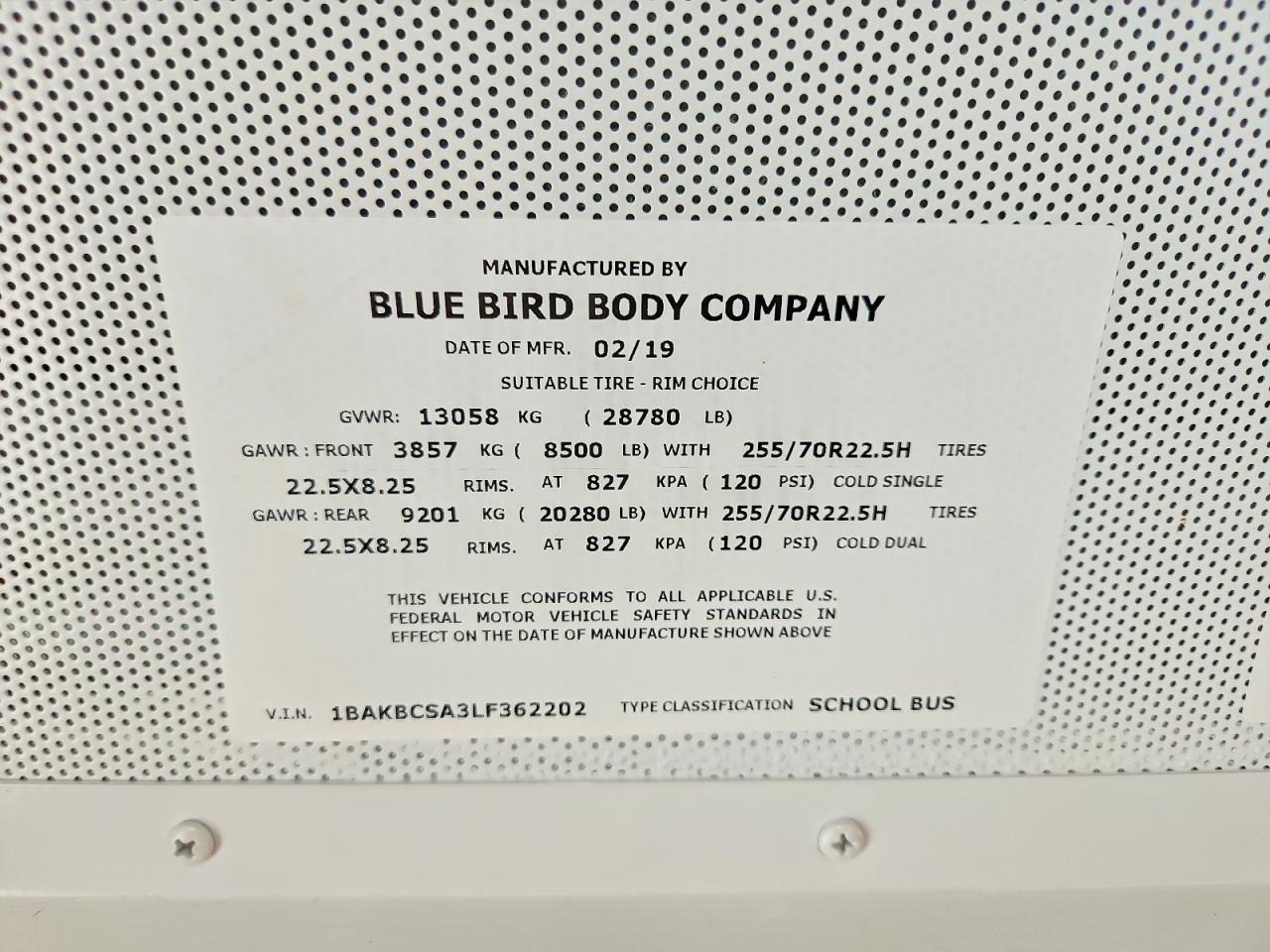 2020 BLUBIRD All models VIN 1BAKBCSA3LF362202 photo 10