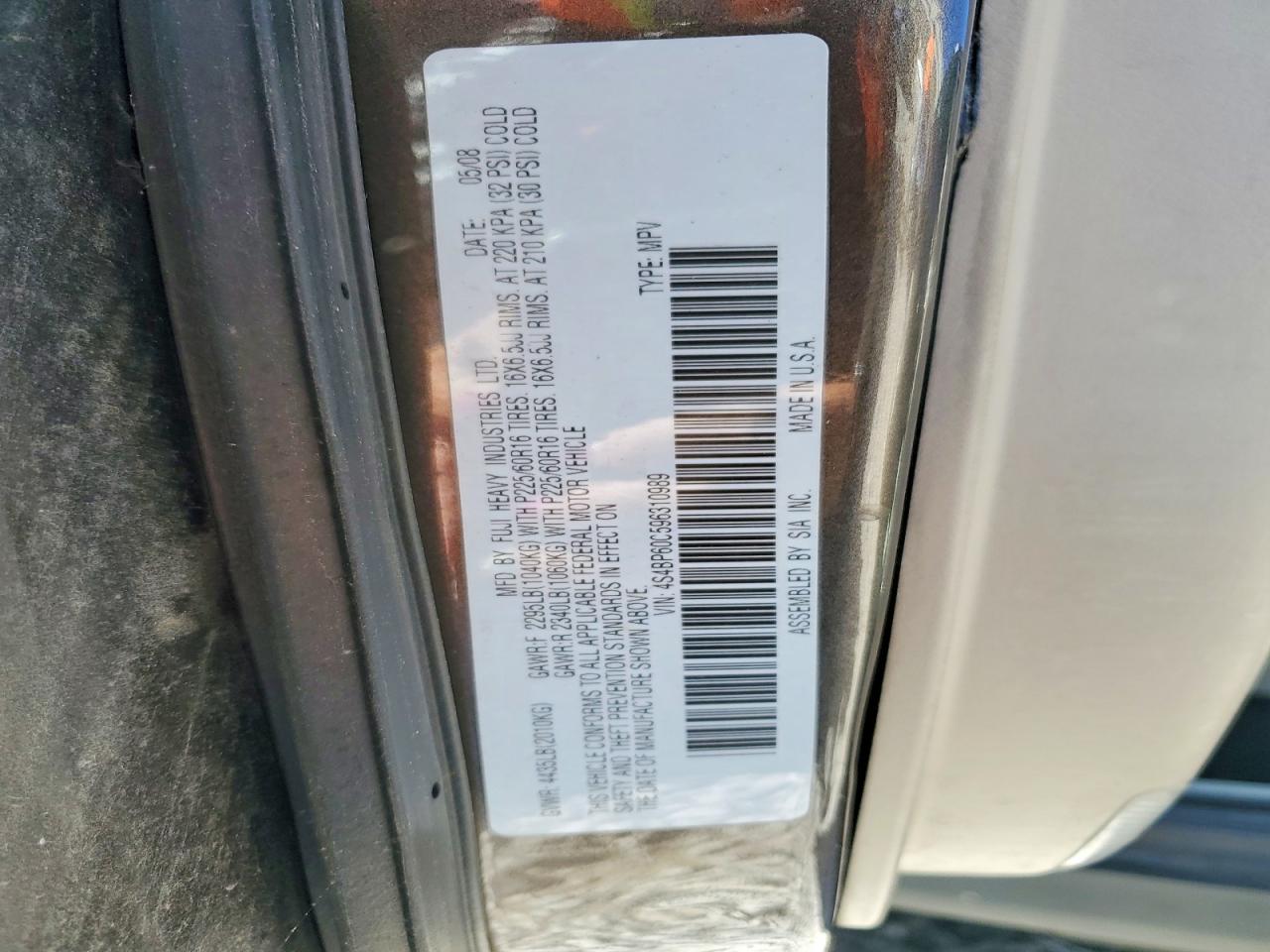 2009 Subaru LEGACY VIN 4S4BP60C596310989 photo 12