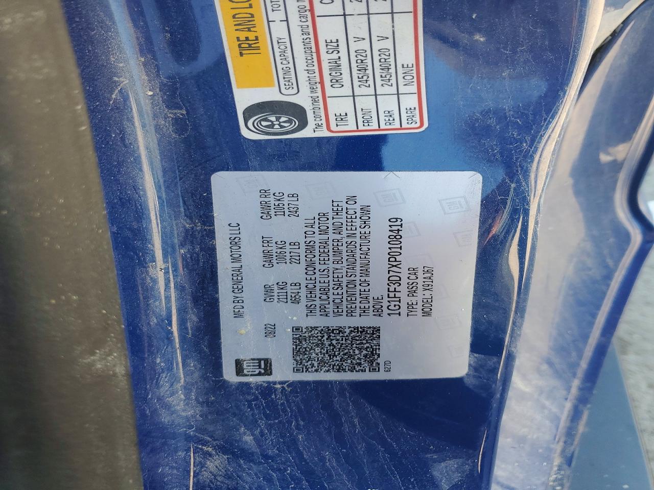 2023 CHEVROLET Camaro VIN 1G1FF3D7XP0108419 photo 12