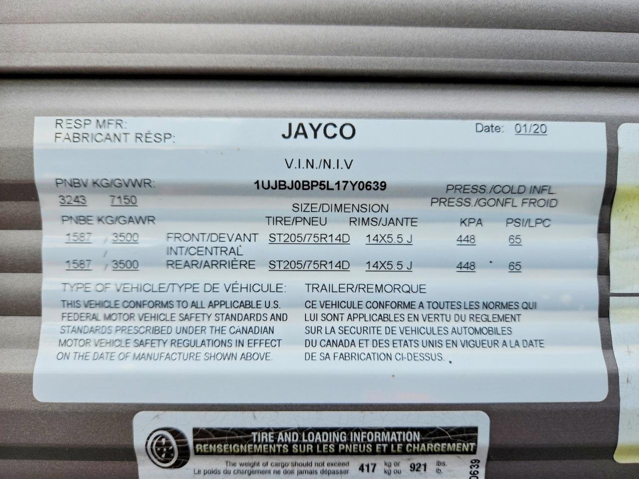 2020 JAYCO Unknown VIN 1UJBJ0BP5L17Y0639 photo 10
