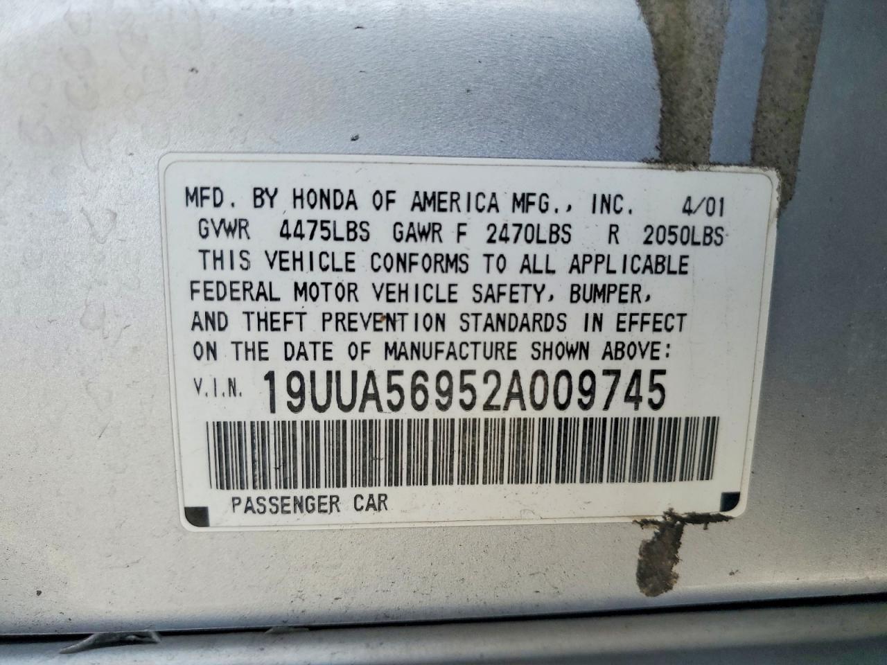 2002 Acura Tl VIN 19UUA56952A009745 photo 12