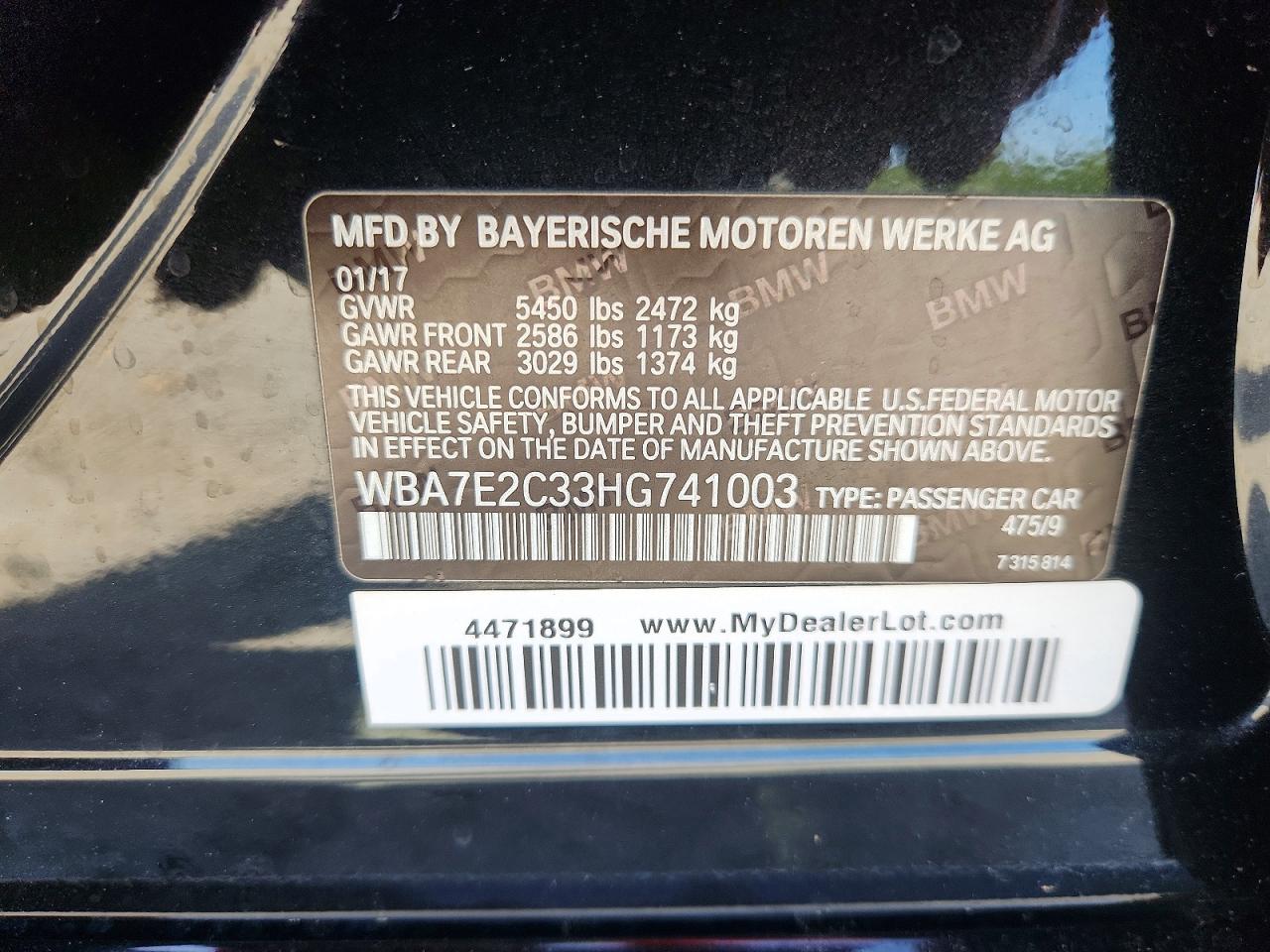 2017 BMW 7 series VIN WBA7E2C33HG741003 photo 12