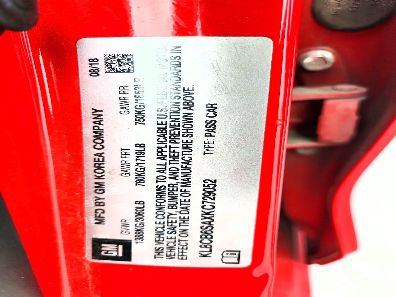 2019 Chevrolet Spark VIN KL8CB6SAXKC729052 photo 12