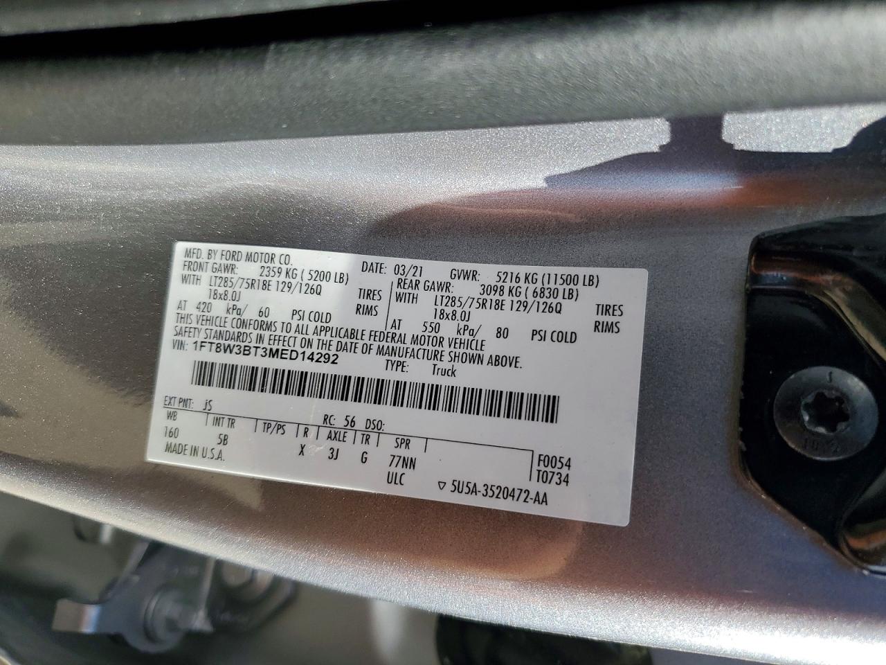 2021 Ford F350 VIN 1FT8W3BT3MED14292 photo 12