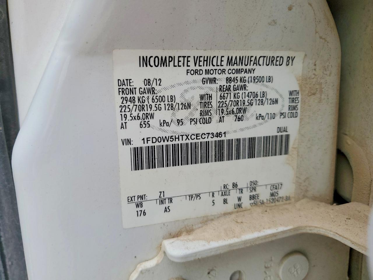 2012 Ford F550 VIN 1FD0W5HTXCEC73461 photo 12