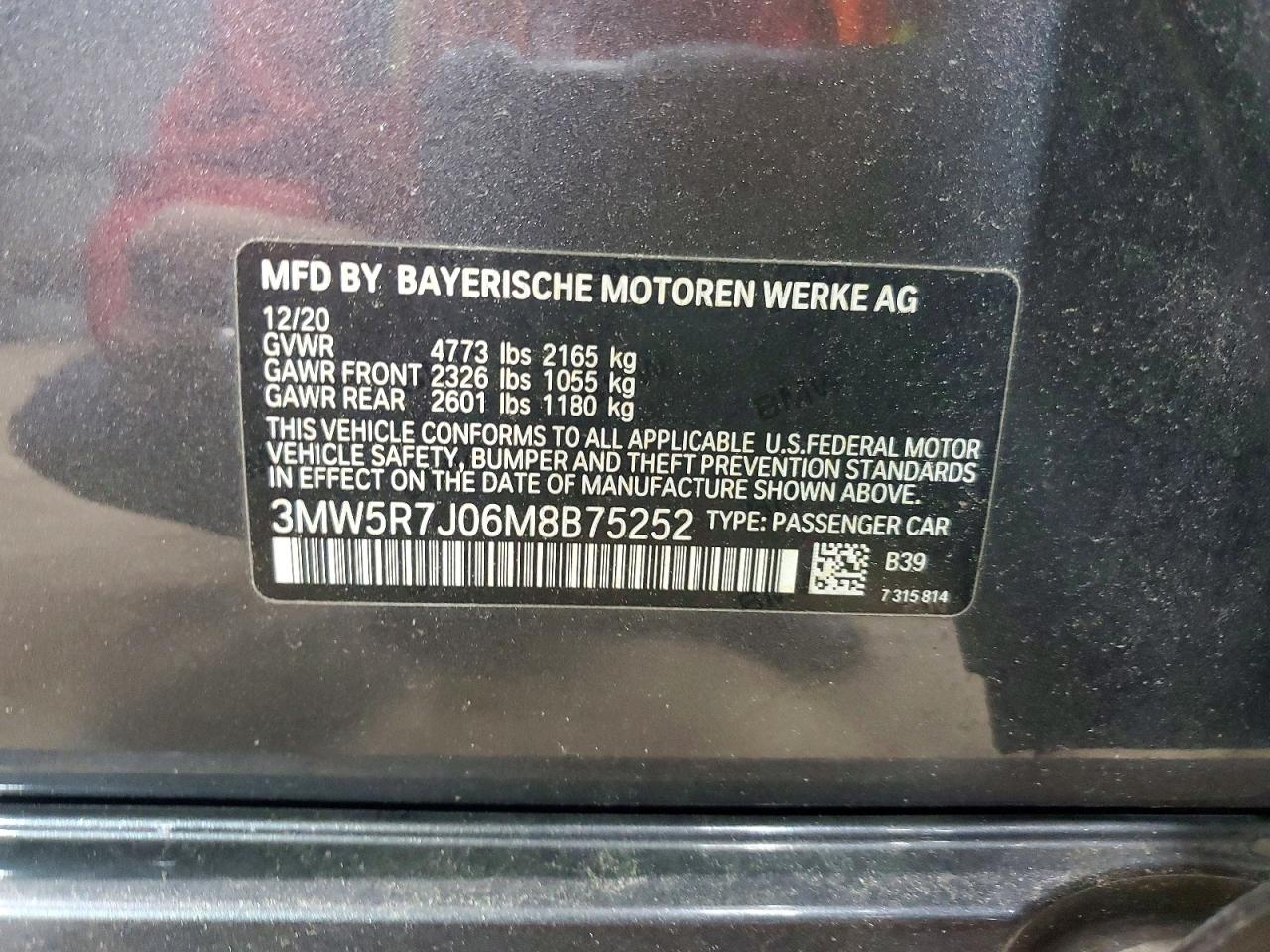 2021 BMW 3 series VIN 3MW5R7J06M8B75252 photo 12