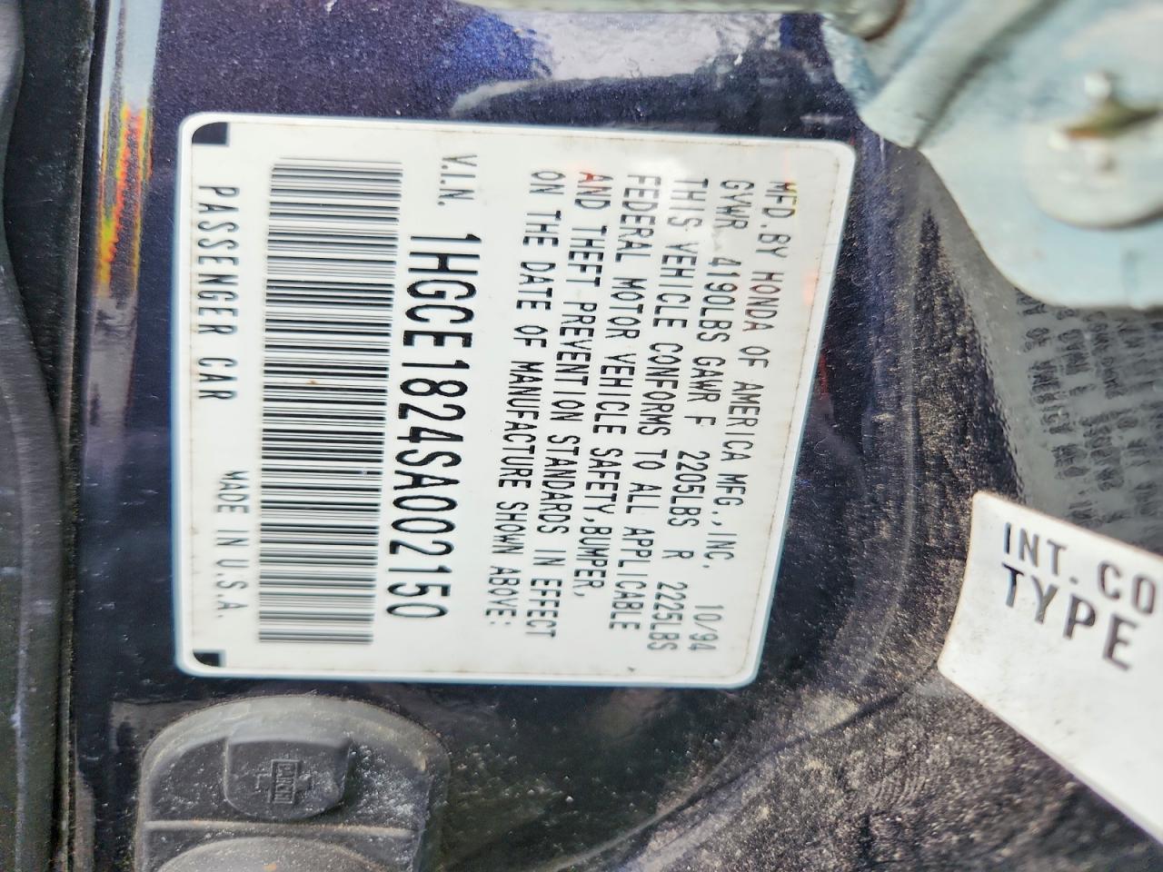 1995 Honda Accord VIN 1HGCE1824SA002150 photo 12