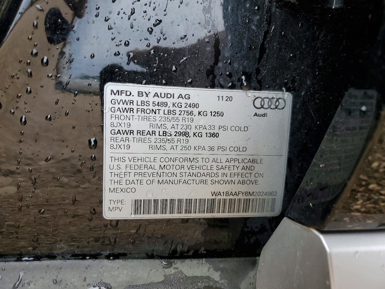 2021 Audi Q5 VIN WA1BAAFY6M2024963 photo 12