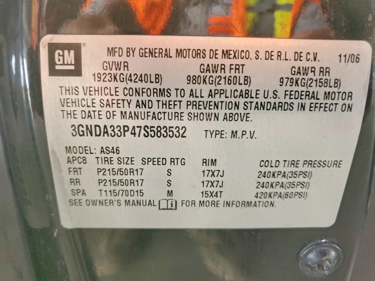 2007 Chevrolet Hhr VIN 3GNDA33P47S583532 photo 12