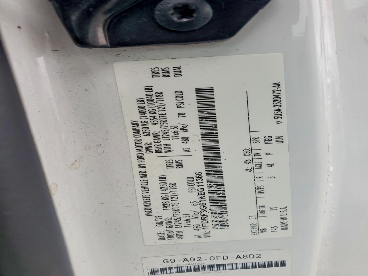 2019 Ford F350 VIN 1FDRF3G61KEG11366 photo 12