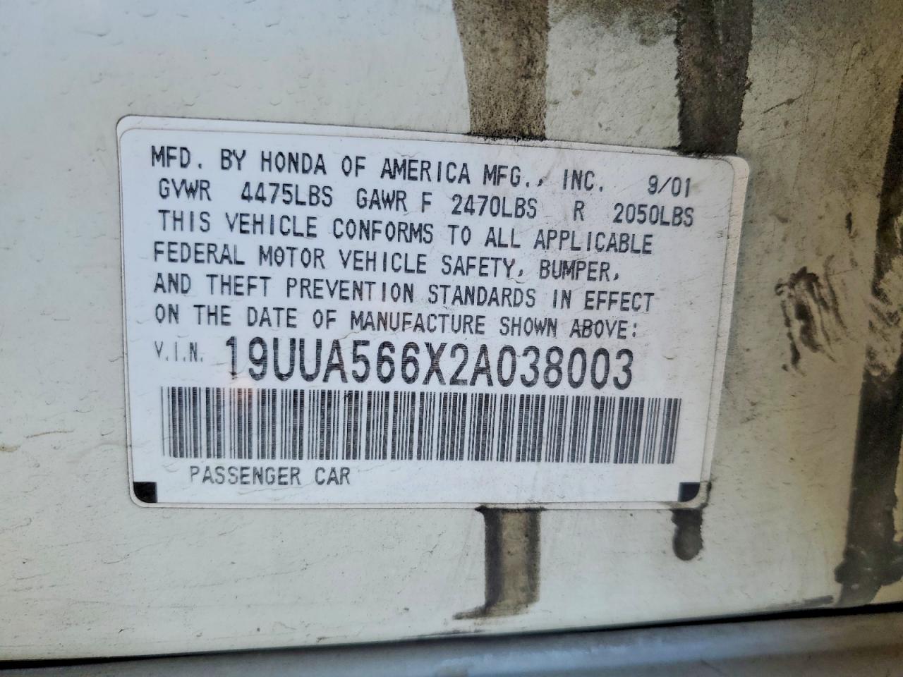 2002 Acura Tl VIN 19UUA566X2A038003 photo 12