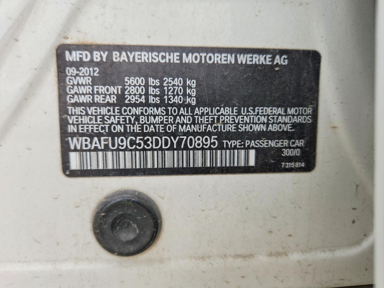 2013 BMW 5 series VIN WBAFU9C53DDY70895 photo 12