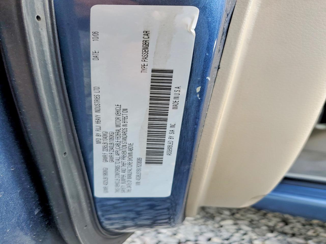 2007 Subaru LEGACY VIN 4S3BL616X76208089 photo 12