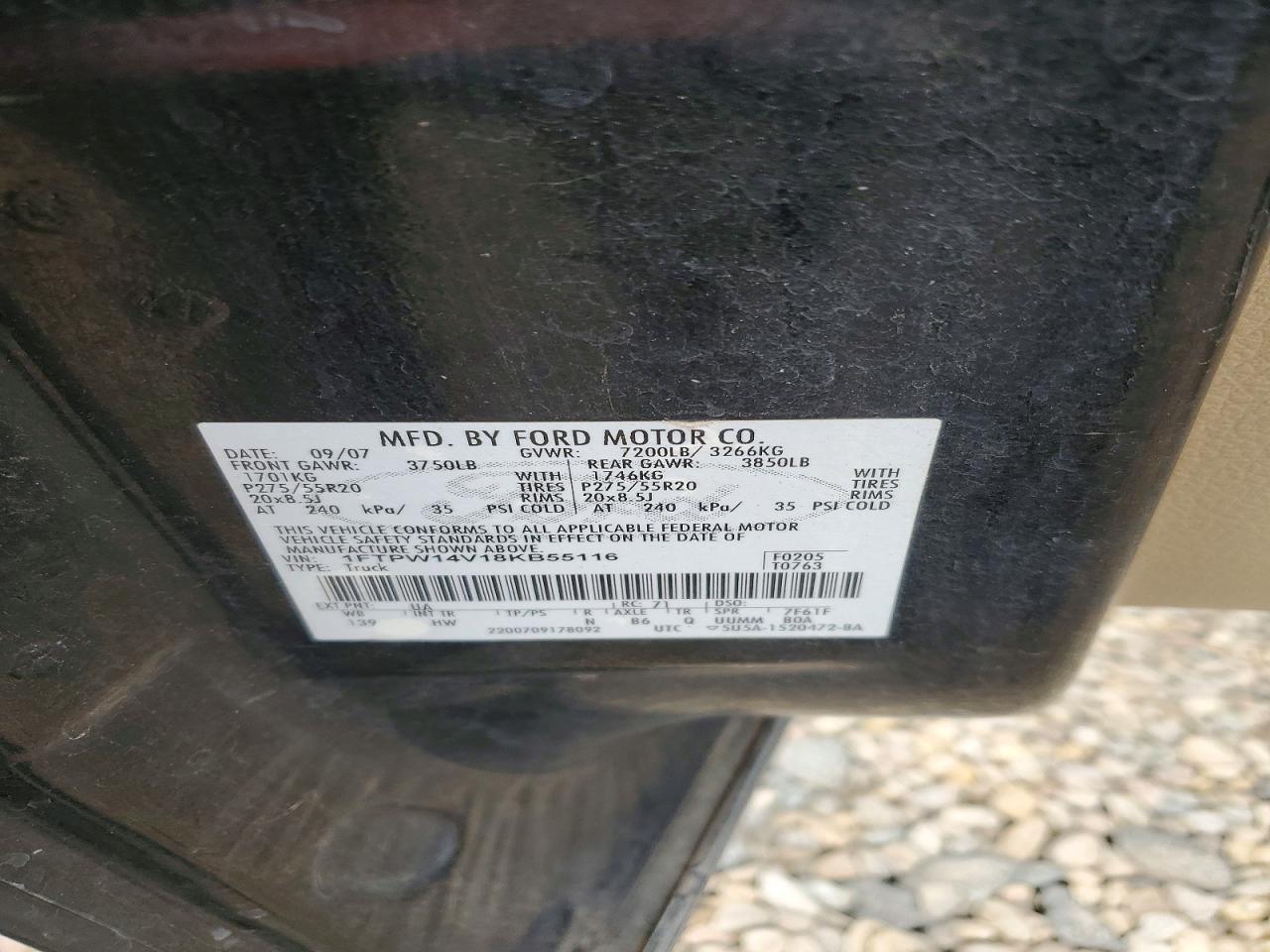 2008 Ford F150 VIN 1FTPW14V18KB55116 photo 12