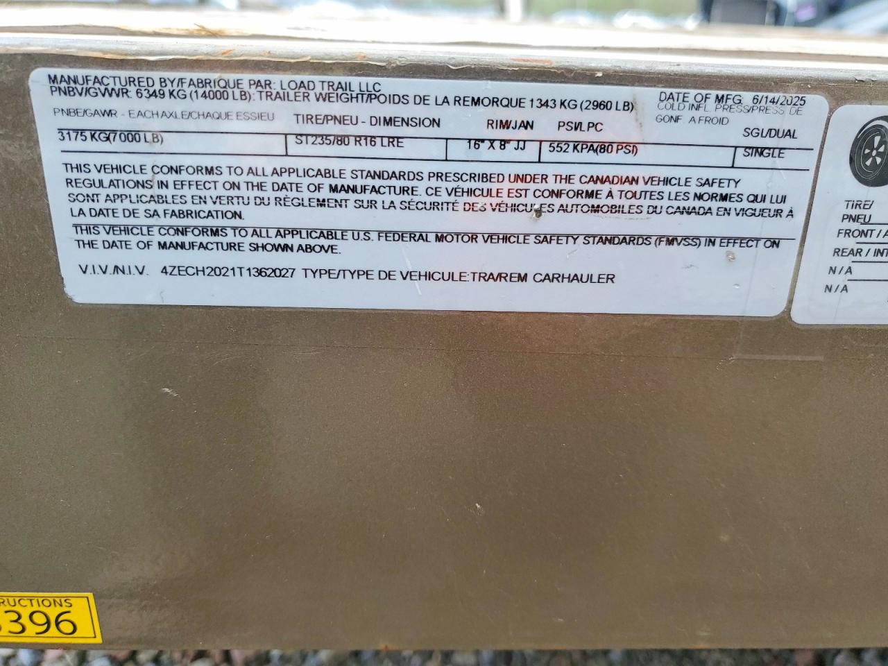 2026 LOAD TRAIL EQUIPMENT TRAILER VIN 4ZECH2021T1362027 photo 10