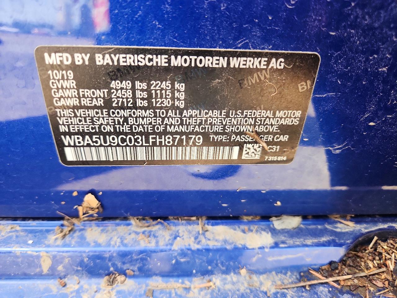2020 BMW M3 VIN WBA5U9C03LFH87179 photo 12