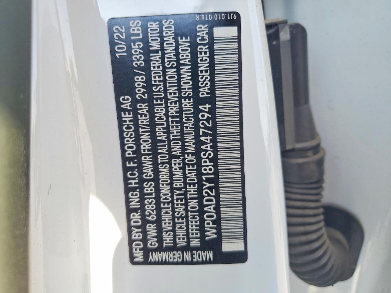 2023 Porsche Taycan VIN WP0AD2Y18PSA47294 photo 12
