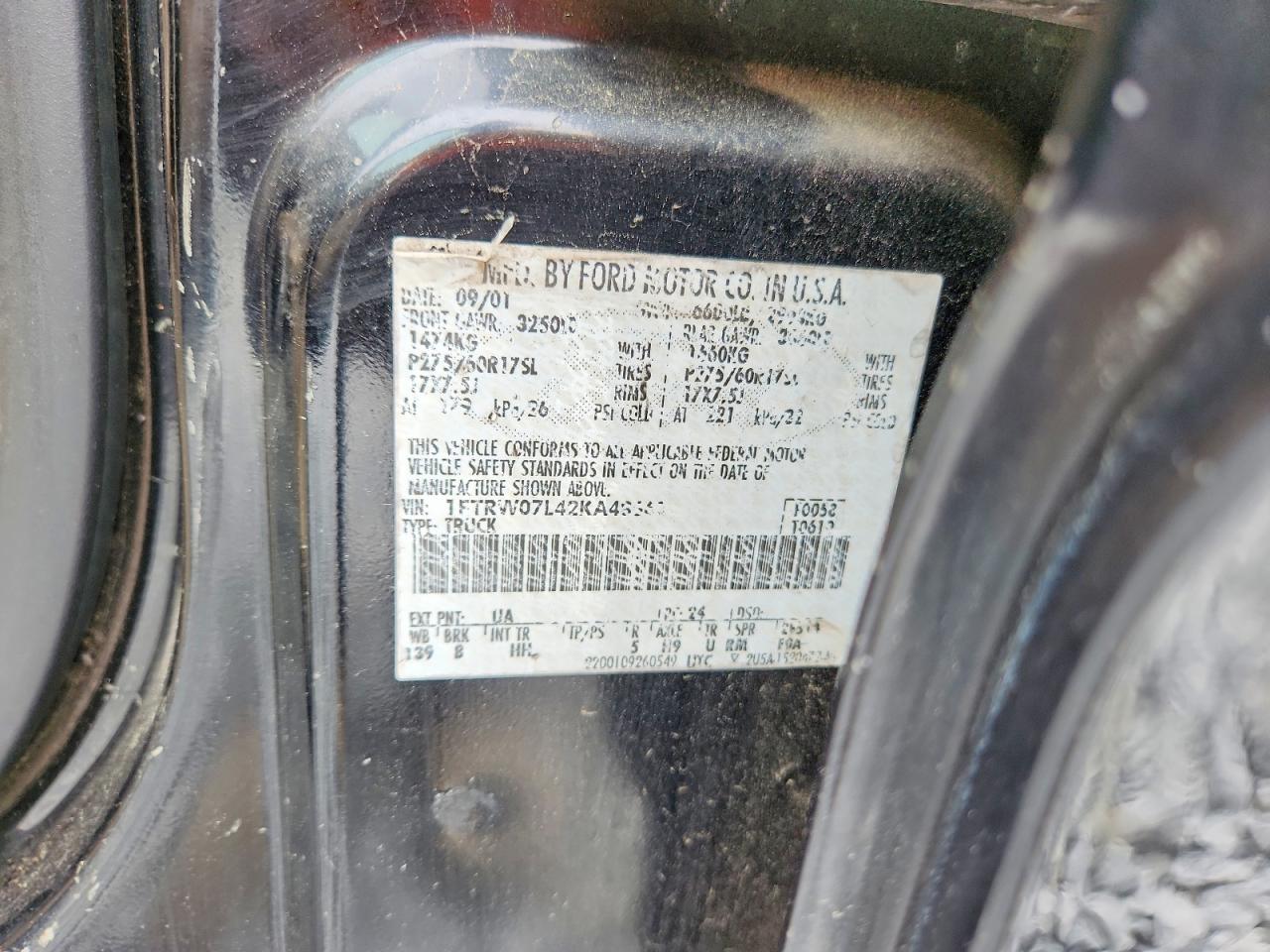 2002 Ford F150 VIN 1FTRW07L42KA48663 photo 12