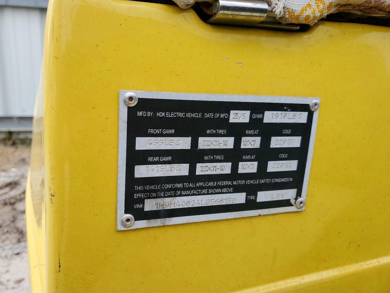 2020 HDK Golf cart VIN 1H9H40824L0568150 photo 10