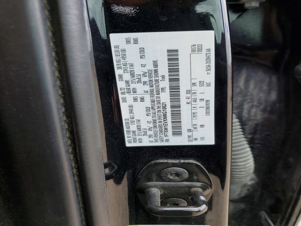 2022 Ford F150 VIN 1FT6W1EVXNWG10821 photo 12