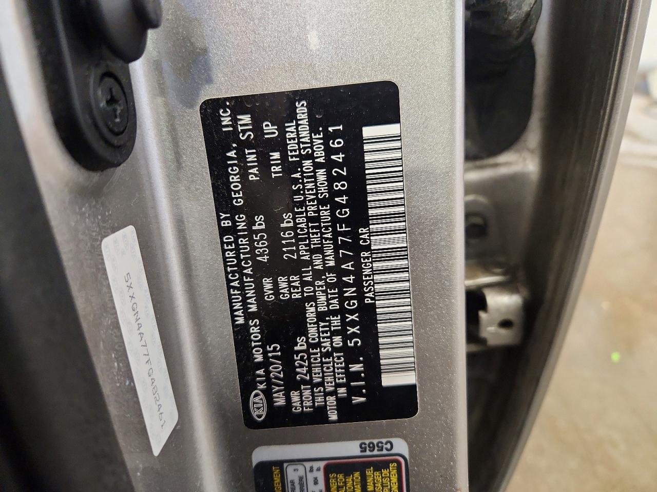 2015 KIA Optima VIN 5XXGN4A77FG482461 photo 12