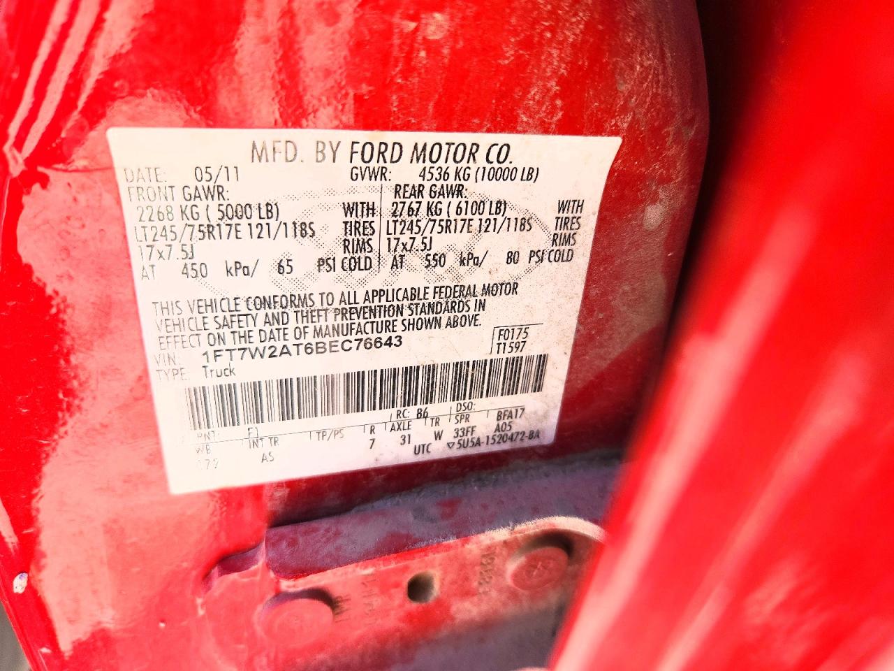 2011 Ford F250 VIN 1FT7W2AT6BEC76643 photo 12