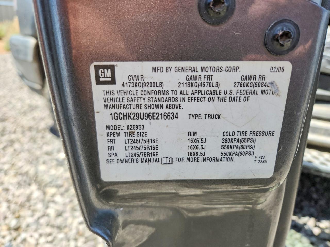 2006 Silverado VIN 1GCHK29U96E216634 photo 12