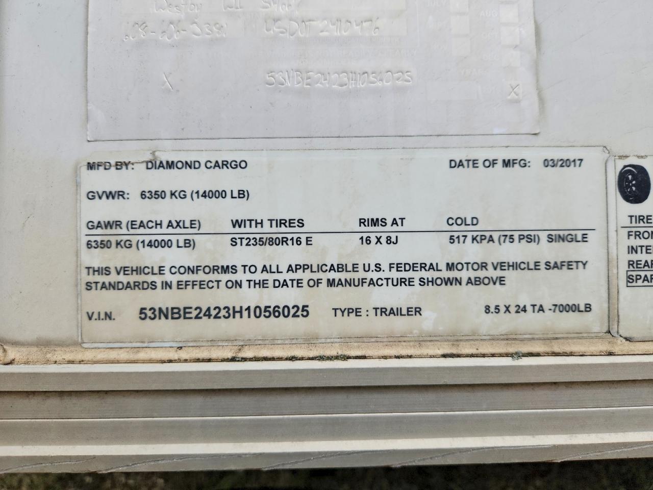 2017 DIAMOND Unknown VIN 53NBE2423H1056025 photo 10