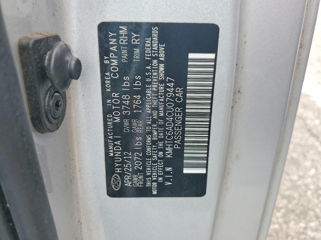 2012 Hyundai Veloster VIN KMHTC6AD4CU079447 photo 12